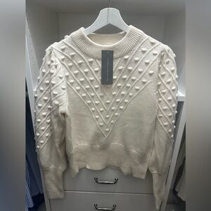 French Connection - Mozart cropped bobble knit jumper - Cream - Size L